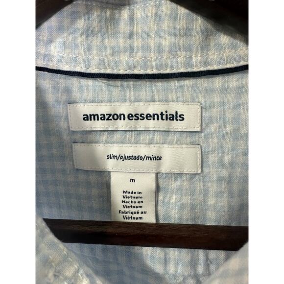 Mens Blue White Gingham Button Down Shirt Size Medium Basic Everyday Casual Top - Picture 4 of 4
